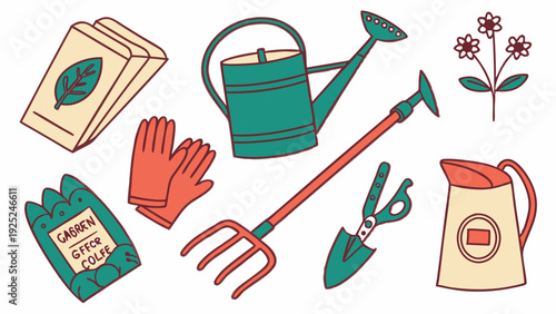 Gardening Tools Set for Spring Planting Season Website Banner Design Happy Home Gardener Supplies Illustration