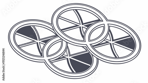 Interlocking Geometric Rings Symbolizing Connection Partnership Unity for Web Design Flowchart or Network Structure