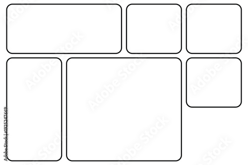 Vector Minimalist Mood Board Template and Photo Collage Layout Wireframe for Social Media, Branding, and UI Design