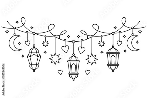 Dreamy Lantern Festival Night with Stars and Hearts Decor