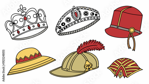 Royal Crowns Tiaras Hats Collection for Costume Design Web Graphics Celebration Royalty Themes