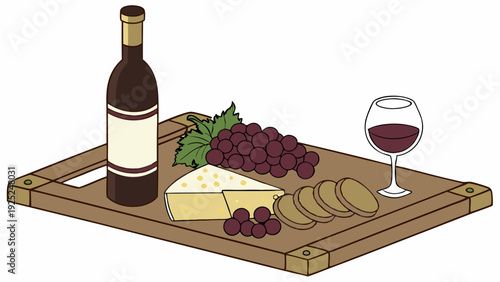Gourmet Wine Cheese and Crackers Serving Board for Holiday Entertaining or Restaurant Menu Design