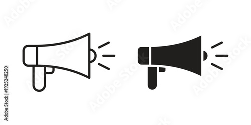 Megaphone icon outline vector set. icon vector isolated on white background. EPS 10