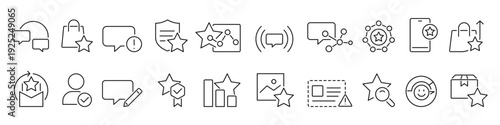 Customer Reviews Feedback Line Icons Set