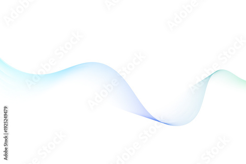 青緑グラデーションの流線ウェーブ背景 抽象ライン コピースペース