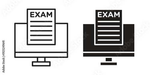 Online exam test icon outline vector set. icon vector isolated on white background. EPS 10