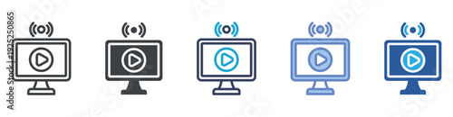 Streaming icon set multiple style collection