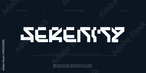 Serenity, Creative digital minimal modern logo alphabet fonts. Typography minimalist urban sana serif digital fashion future creative logos fonts. vector illustration
