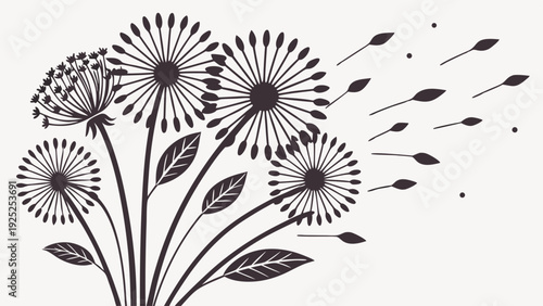 Dandelion Seeds Blowing in Wind Vector Graphic for Spring Growth Hope and New Beginnings Design Element