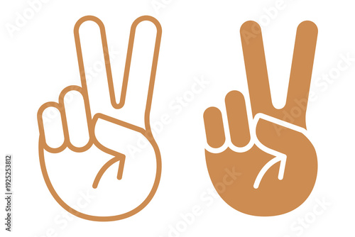 Hand gesture V sign for victory or peace line icon. Simple outline style for apps and websites. 