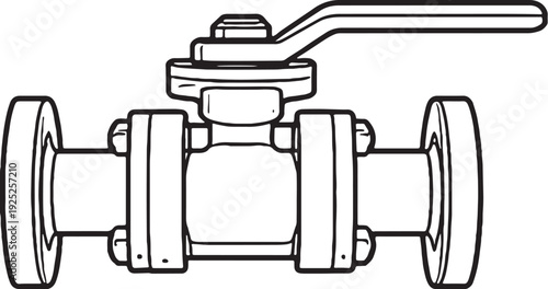 Corrosion Resistant Valve Lever Handle Line Art Front View