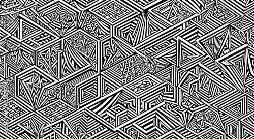 Dynamic black and white abstract geometric pattern creates an optical illusion.