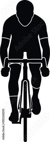 Cyclist riding a bicycle viewed from the front a striking silhouette