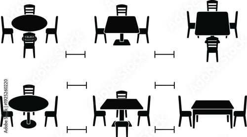 Simple black furniture arrangement with measurement markings a minimalist silhouette