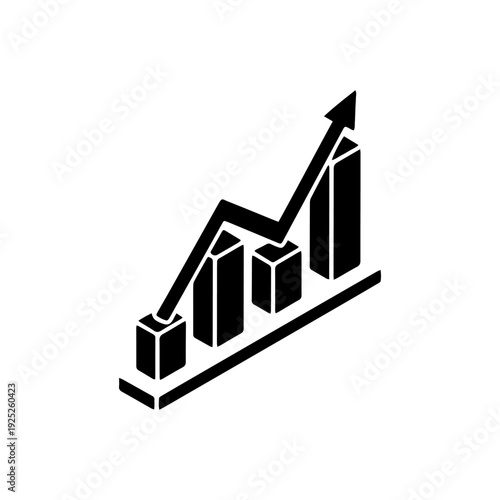 Upward Arrow Graph Icon Black Solid Financial Growth Symbol