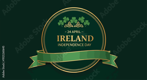 Ireland Independence Day Green and Gold Emblem Vector