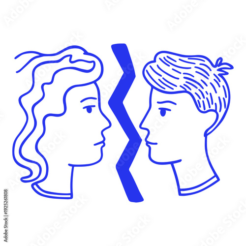 Broke Up Couple Doodle Illustration