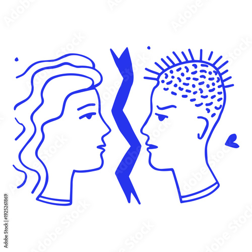 Broke Up Punk Doodle Illustration