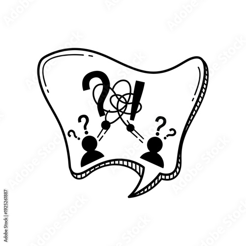 Confused people discussing problems and questions.