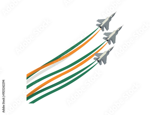 Fighter Jets Flying with Smoke Trails Vector