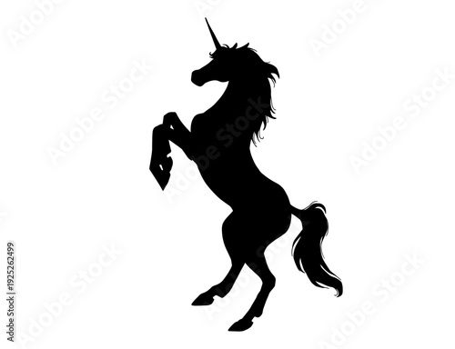 Mythical Unicorn Rearing Silhouette Fantasy Creature