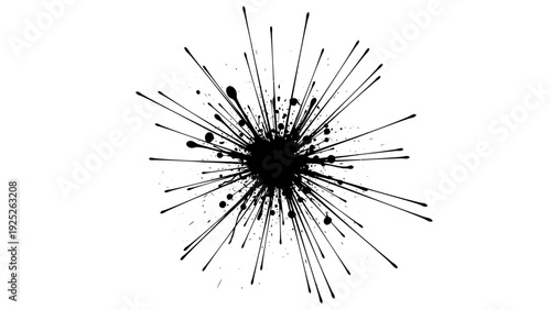 Abstract black ink splash exploding outwards