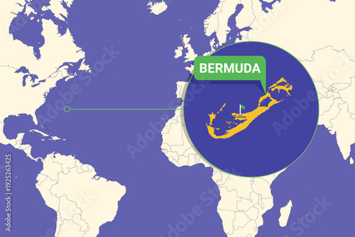 Illustration of Bermuda map with Hamilton highlighted