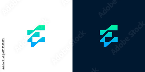Sleek and Dynamic Letter E Logo Design Featuring a Modern Geometric Abstract Shape with a Vibrant Blue-Green Gradient. Ideal for Tech, Digital, or Corporate Branding