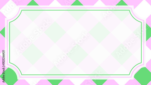 パステル ピンク グリーン 幾何学 ダイヤ柄 フレーム 背景 デザイン
