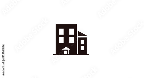 Simple black and white illustration of a residential building.
