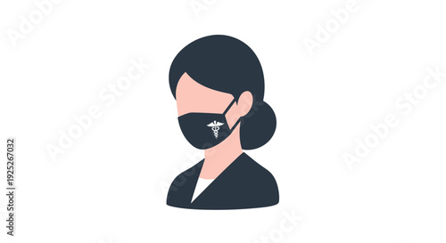 Woman wearing a face mask illustration.