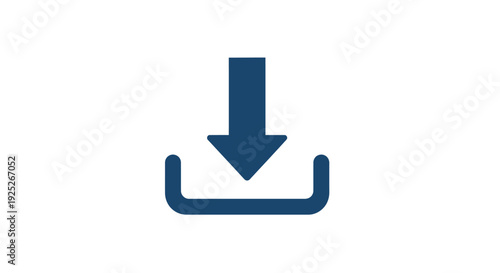 Simple blue download icon on white background.