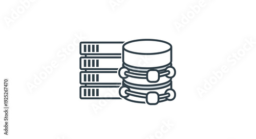 Simple line drawing of database servers and storage devices.