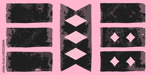 Abstract geometric pattern with diamond shapes on a pink background