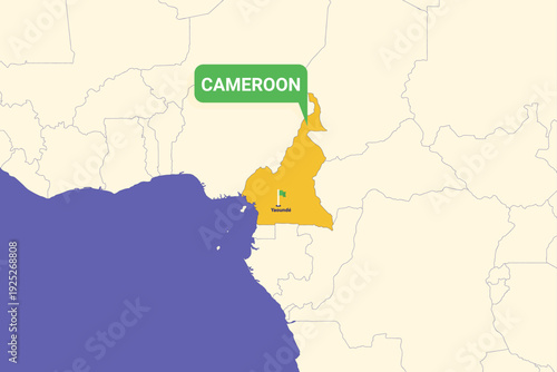 Illustration of Cameroon map with Yaoundé highlighted