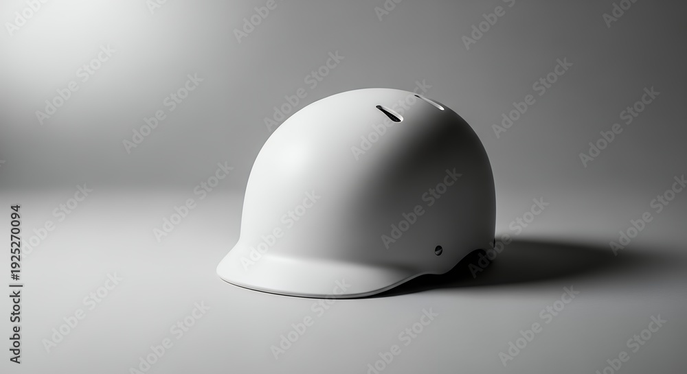 Fototapeta premium White Hard Hat on Gray Background with Dramatic Lighting.