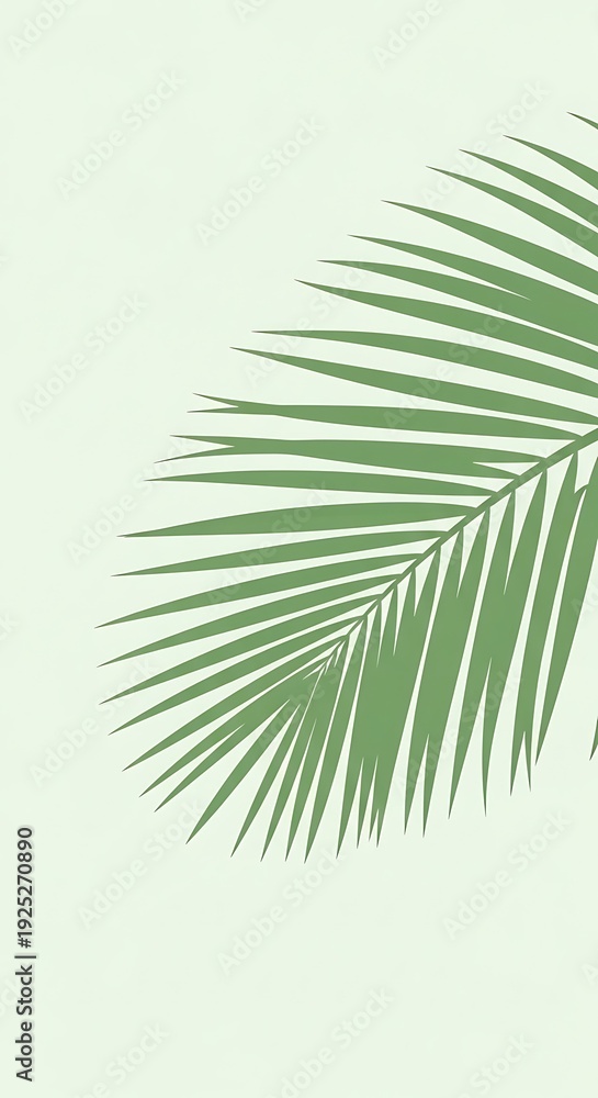 Obraz premium Palm leaf on green background.