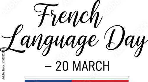 A logo for French Language Day on March 20th with a white background