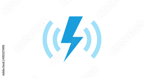 Electricity symbol with energy waves around it.