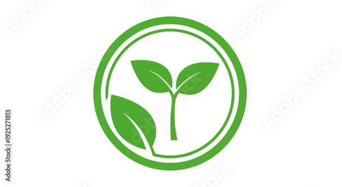 Green sprout growing in circle icon, eco-friendly concept, sustainability symbol