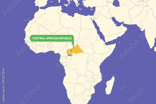 Illustration of Central African Republic map with Bangui highlighted
