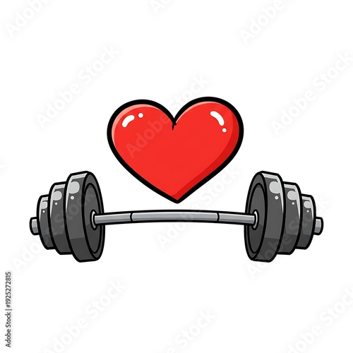Wallpaper Mural Heart & Barbell: A Cartoon Strength Torontodigital.ca