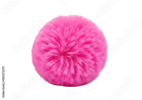 Bright pink fuzzy pom pom ball isolated on transparent background