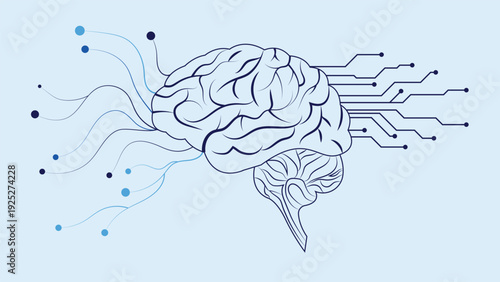 Artificial Intelligence Brain Network Background with Digital Circuit Connections
