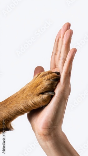 Human Hand Gently Holding Dog's Paw - Compassionate Bond In Close-up Portrait