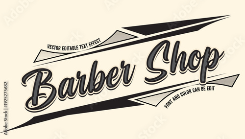 Vintage Barber Shop Editable Text Effect with Retro Script Font