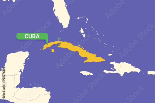 Illustration of Cuba map highlighting Havana