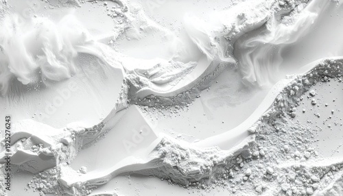Monochrome Abstract Landscape Made of White Powder with River Shapes