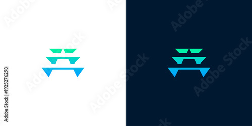 Modern abstract geometric logo with stacked, angular forms, symbolizing growth and technological progress. Suitable for digital innovation and forward-thinking business branding