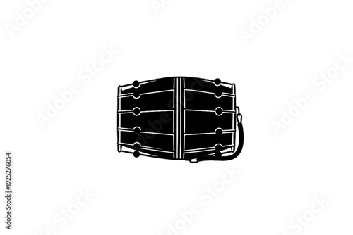 Black and White Musical Instrument: An overhead view captures the intricate detail of a traditional hand drum, meticulously rendered in stark black and white.